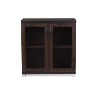 Baxton Studio SR 890001-Wenge Zentra Sideboard Storage Cabinet with Glass Doors in Dark Brown